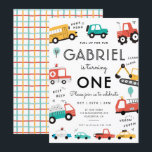 Cars & Trucks City Transportation verjaardagsfeest Kaart<br><div class="desc">Onze kleurrijke Transportuitnodiging is perfect voor elke kleine man! De tekst kan volledig worden aangepast. U kunt kleuren en stijlen van doopvonten veranderen.</div>