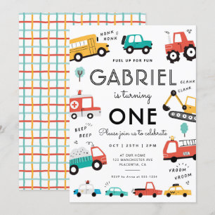 Cars & Trucks City Transportation verjaardagsfeest Kaart