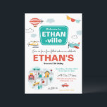 Cars & Trucks City Transportation verjaardagsfeest Kaart<br><div class="desc">Onze kleurrijke Transportuitnodiging is perfect voor elke kleine man! De tekst kan volledig worden aangepast. U kunt kleuren en stijlen van doopvonten veranderen.</div>