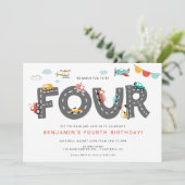 Cars & Trucks City Transportation VIERDE VERJAARDA Kaart (Staand voorkant)