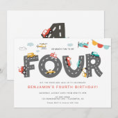 Cars & Trucks City Transportation VIERDE VERJAARDA Kaart (Voorkant / Achterkant)