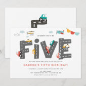 Cars & Trucks City Transportation vijfde verjaarda Kaart (Voorkant / Achterkant)