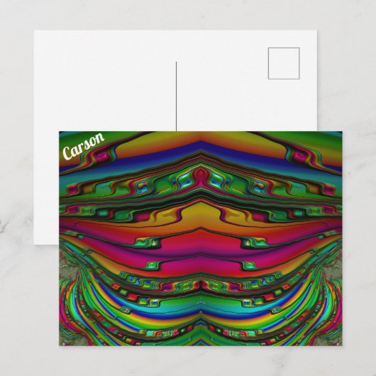 CARSON ~ 3D Fractal Design Pattern ~ Multicolor Briefkaart (Voorkant / Achterkant)