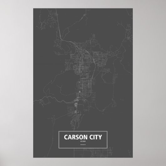 Carson City, Nevada (wit op zwart) Poster (Voorkant)