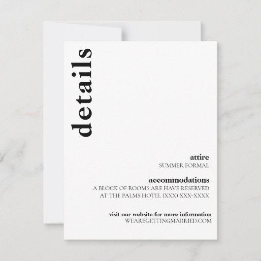 Carson Modern Wedding Details Kaart (Voorkant)