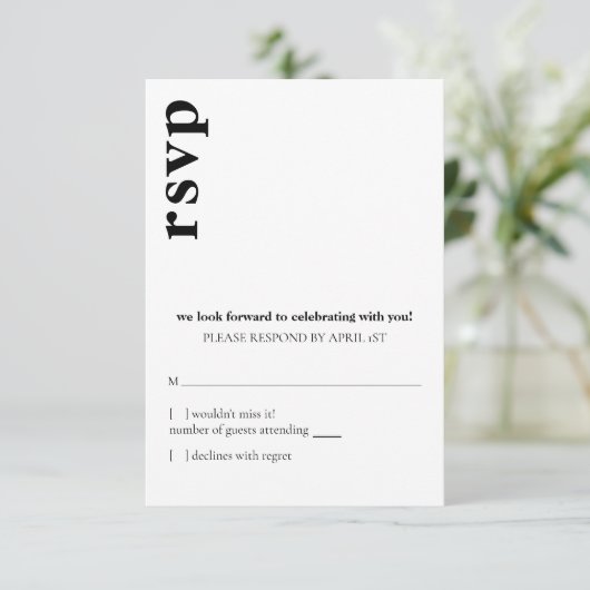 Carson Modern Wedding RSVP Kaart (Staand voorkant)