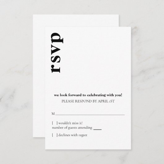 Carson Modern Wedding RSVP Kaart (Voorkant / Achterkant)