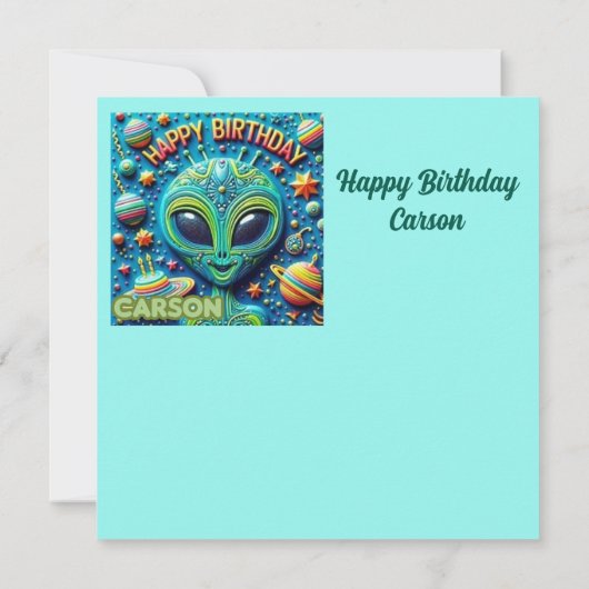 CARSON ~ Verjaardag Kaart ~ Alien ~ (Achterkant)