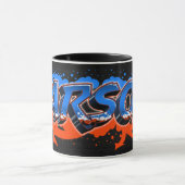 Carson Vorname Name Graffiti blue orange Tasse Mok (Midden)