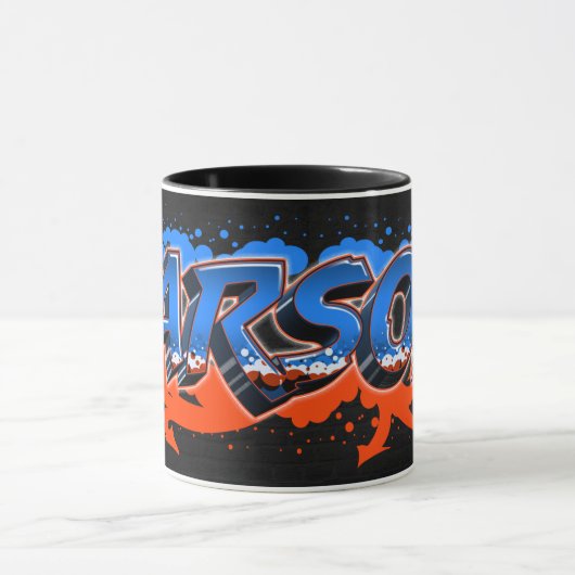 Carson Vorname Name Graffiti blue orange Tasse Mok (Midden)