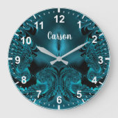CARSON ~ WOW! Fractal Pattern Green en Black ~ Grote Klok (Voorkant)