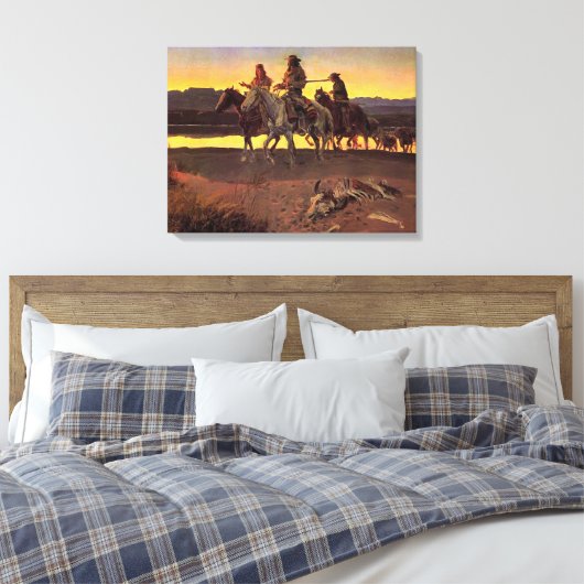 Carson's Mannen door Charles M. Russell Canvas Afdruk (Insitu (Slaapkamer))