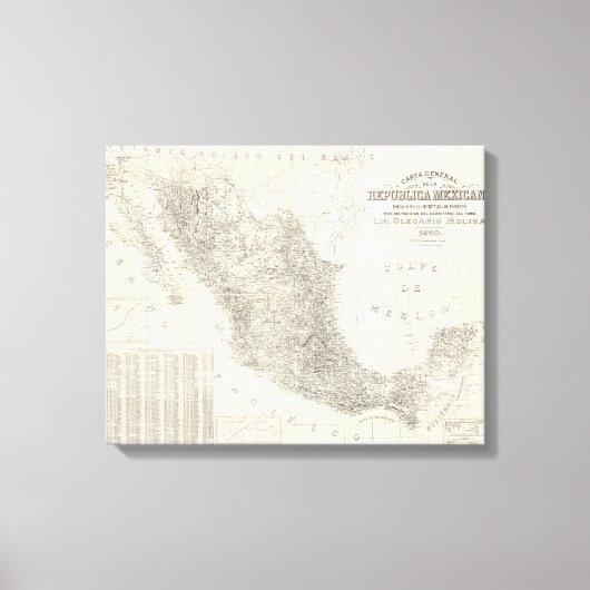 Carta general de la Republica Mexicana Map Canvas Afdruk (Voorkant)