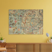 Carta Marina - Ancient Creatures Map of the World Canvas Afdruk (Insitu (Woonkamer))