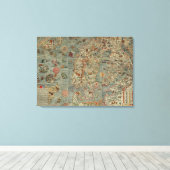 Carta Marina - Ancient Creatures Map of the World Canvas Afdruk (Insitu (Houten vloer))
