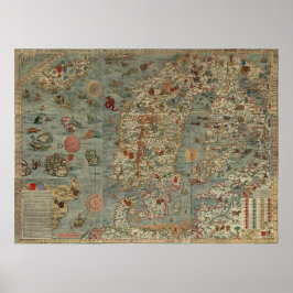 Carta Marina - Ancient Creatures Map of the World Poster