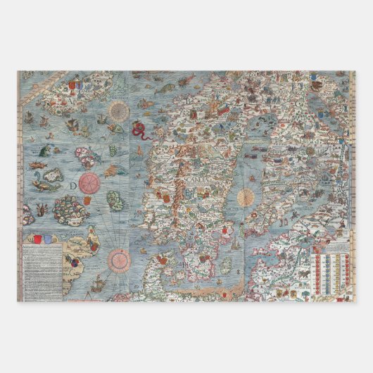  Carta Marina Zee Monster Kaart Verpakkingspape Inpakpapier Vel (Voorkant)