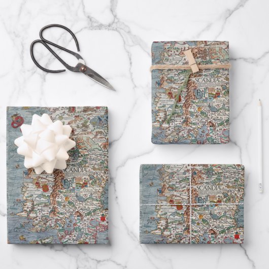  Carta Marina Zee Monster Kaart Verpakkingspape Inpakpapier Vel (Voorkant)