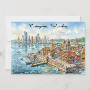 Cartagena Colombia Aquarel illustratie Kaart