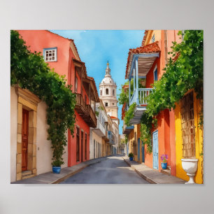 Cartagena Colombia Aquarel Poster