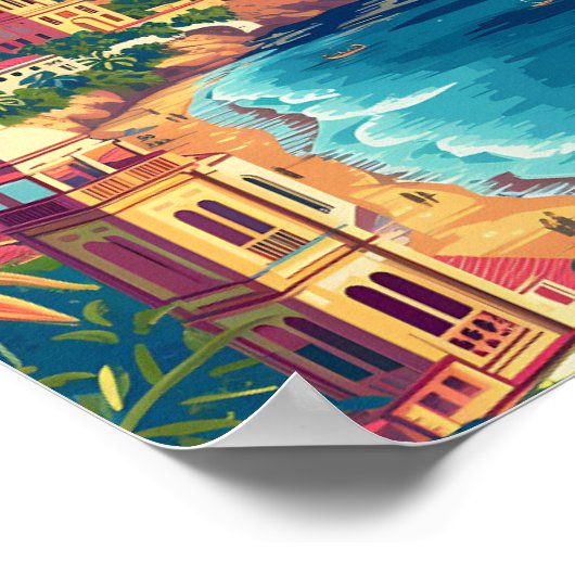 Cartagena Colombia  kunst reisillustratie Poster (Hoek)