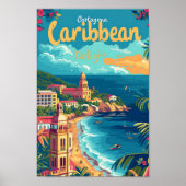 Cartagena Colombia  kunst reisillustratie Poster (Voorkant)