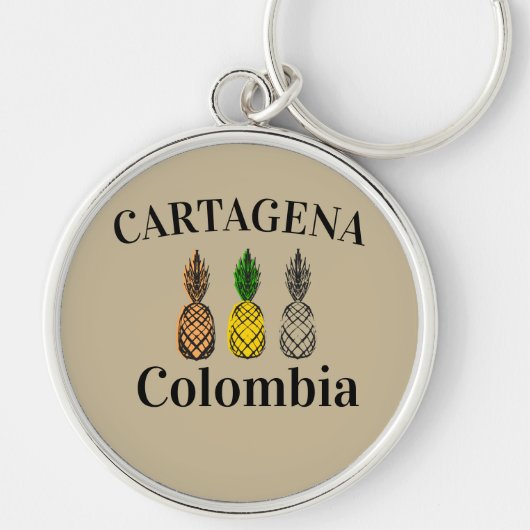 Cartagena Colombia Pineappels Sleutelhanger (Voorkant)
