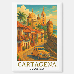Cartagena Colombia Retro Art Magneet