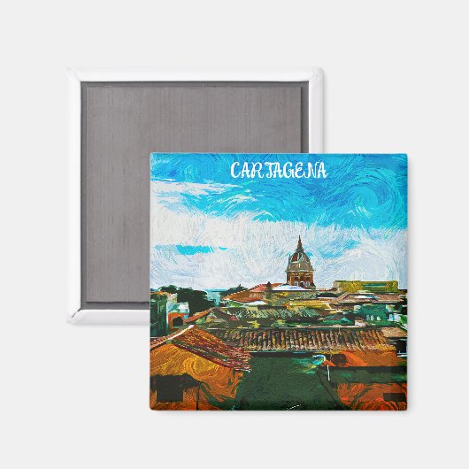 Cartagena Colombia Schilderijenstad Uitzicht Magneet (Voorkant / Achterkant)