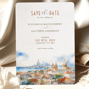Cartagena Colombia Skyline Travel Save-the-Date Kaart