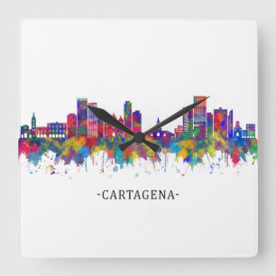 Cartagena Colombia Skyline Vierkante Klok