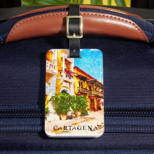 Cartagena Colombia Vintage Reizen Bagagelabel (Voorkant Insitu 2)