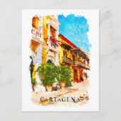 Cartagena Colombia Vintage Reizen Briefkaart (Voorkant)