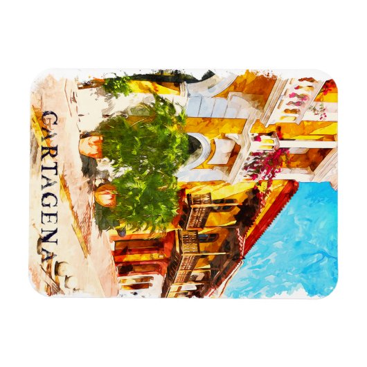 Cartagena Colombia Vintage Reizen Magneet (Horizontaal)