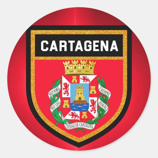 Cartagena Flag Ronde Sticker (Voorkant)