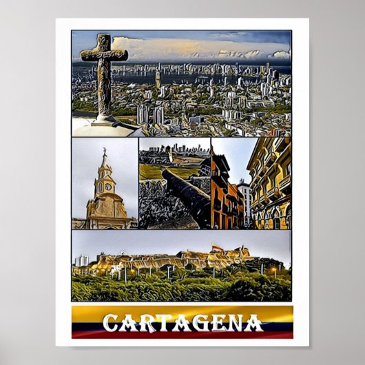 Cartagena - Mosaic - Colombia Poster (Voorkant)