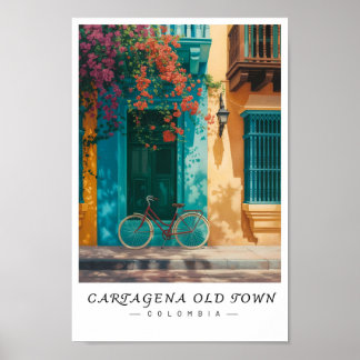 Cartagena Oude Stad Colombia Muurkunst, Stadsgezic Poster