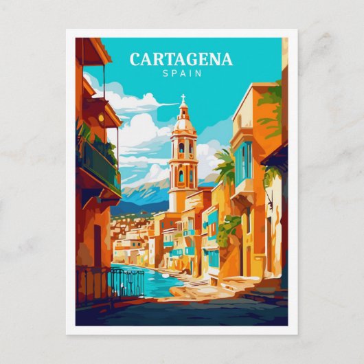 Cartagena Spanje  kunst reisillustratie Briefkaart (Voorkant)