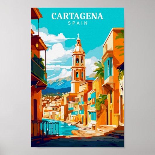 Cartagena Spanje kunst reisillustratie Poster (Voorkant)