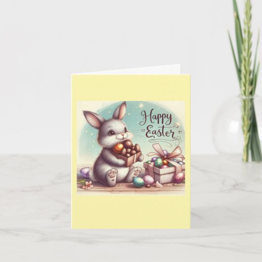 Cartão Comemorativo Folha Dupla páscoa coelho Kaart (Voorkant)