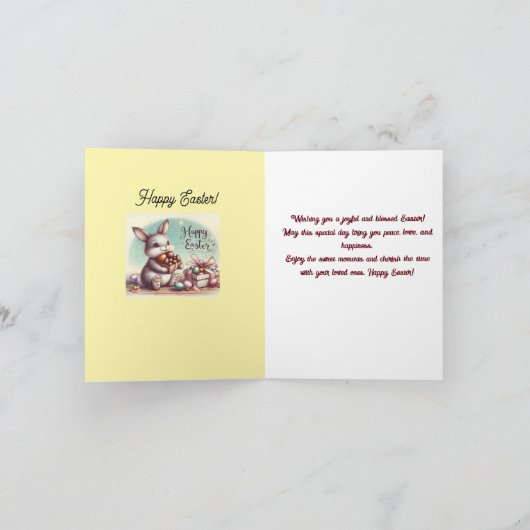 Cartão Comemorativo Folha Dupla páscoa coelho Kaart (Binnen)