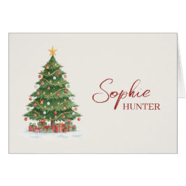 Cartão de Natal com nome árvore aquarela