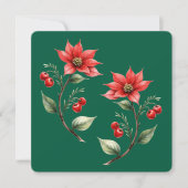 Cartão de Natal verde e Flores Vermelhas (Voorkant)