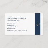 Cartão de Visita Advogado - Azul Marinho Visitekaartje (Achterkant)