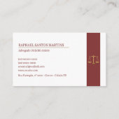 Cartão de Visita Advogado - Vinho Tinto Visitekaartje (Achterkant)