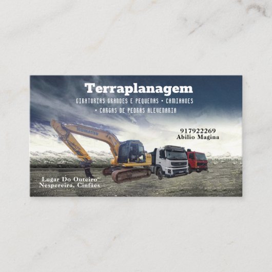 Cartão de visita Bulldozer Visitekaartje (Voorkant)
