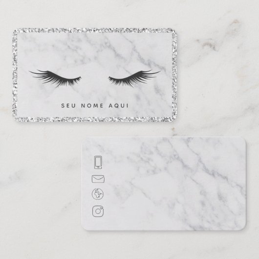 Cartão de Visita - Designer de Cílios - Maquiadora Visitekaartje (Voorkant / Achterkant)