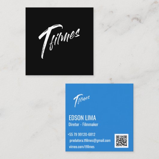 Cartão de Visitas Filmmaker e Fotógrafo Vierkante Visitekaartje (Voorkant / Achterkant)