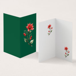 Cartão de visitas Natal verde e Flores Vermelhas[ Visitekaartje