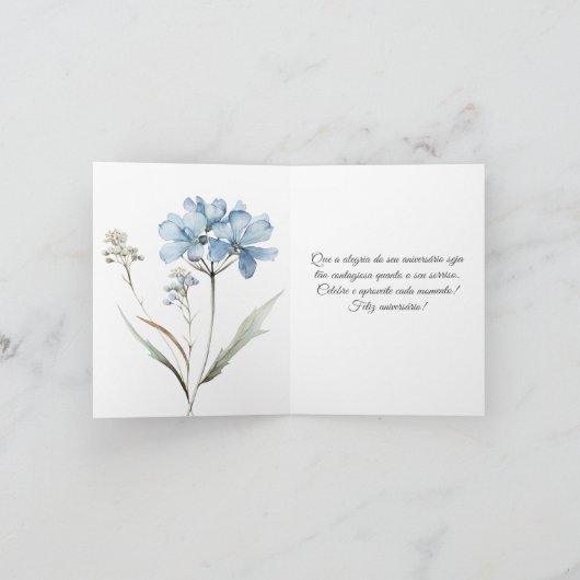 Cartão em Portugues: Verjaardag Kaart Wildbloemen (Binnen)